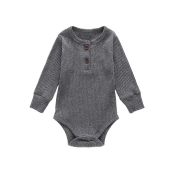 Baby Romper Dekliška Oblačila Osnovne Čiste Barve Obleko Z Dolgimi Rokavi Bombaž Romper Otroška Oblačila