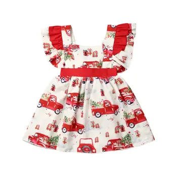 Baby Toddler Božič Dekle Obleko Princese, ki Plujejo pod rokav Avto Natisnjeni Formalno Stranko Xmas Obleko Oblačila 1-5Y