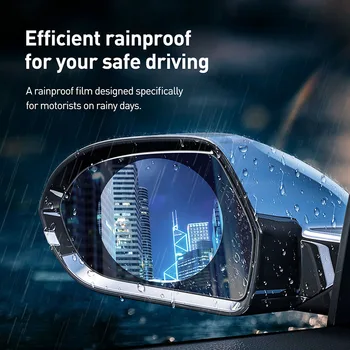 Baseus 2PCS Avto Rearview Mirror Zaščitno folijo Proti bleščanju Nepremočljiva Anti Meglo Okno Jasno Rainproof Vzvratno Ogledalo Nalepka