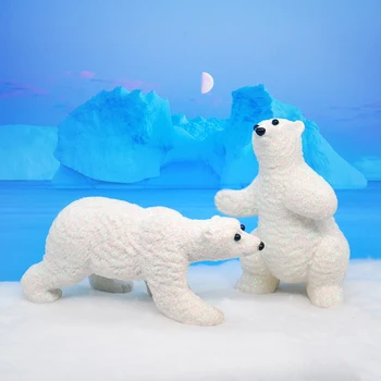 Bela miniaturni Božično polarni medved figur pravljica vrt miniaturne rože miniaturni sneg krajine DIY srčkan otrok igrača