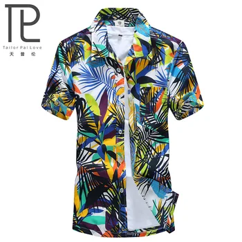 Blagovne znamke Poletje Vroče Prodajo Hawaiian Moške Havajih Plaži Majica, Moški Kratek Rokav Cvetlični Svoboden Priložnostne Majice Hitro sušenje L-5XL