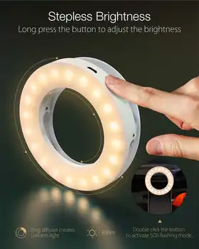 BlitzWolf BW-SL0 LED Selfie Obroč Fill Light Clip-on Lepoto Polnilna Luč za Mobilne Telefone, Fotografija, Video, LED Obroč Svetlobe
