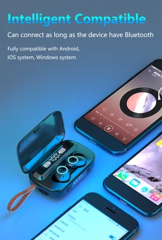 Bluetooth 5.1 Brezžični Šport Slušalke Noise Cancel Slušalke Z LED Zaslon Polnjenje Box HiFi IPX7 Nepremočljiva Čepkov Slušalke