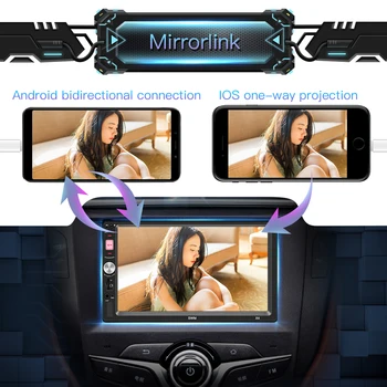 Bluetooth AUX Auto Stereo Vodja Enote Touch HD predvajalnikih Dvojno 2 DIN avtoradio 7 palčni Zaslon