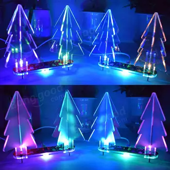 Božično Darilo X-mas DIY Barvno Spreminjanje LED Akril 3D Božično Drevo Elektronsko Učenje Komplet Z akril