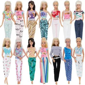 Brezplačna Dostava Za 5 Nastavi Naključno Izbrati Modni Gospa Moda Obleko Nositi Bluzo Hlače, Kratke Hlače, Hlače, Krila, Oblačila Za Barbie Lutka