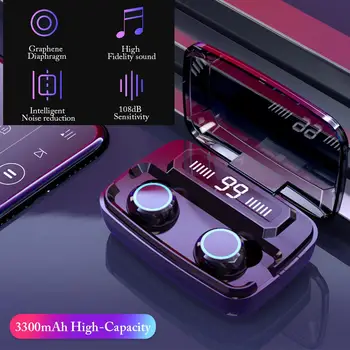 Brezžični V5.0 Bluetooth Slušalke HD Stereo Slušalke Športne Vodotesne Slušalke Z Dvojno Mic in 3300mAh Napolnjenosti Baterije Primeru