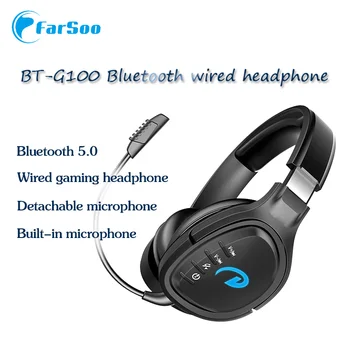 BT100 LED Luči Brezžične Bluetooth Slušalke z Dvojno Mikrofon Žično Kabel Globok Bas Gaming Slušalke za PC PS4 XBOX Prenosnik