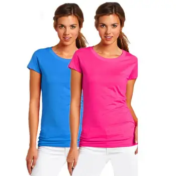 Camiseta par mujer, camiseta elstica bsica de manga corta, 22 colores, S-XL, de algodn