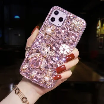 CheeryMoon Lep Zajec Cvet Kristalno Diamant Za iPhone 12 11 PRO mini MAX X XS XR SE 2020 iPhone12 7 8 Plus Telefon PRIMERU Zajema