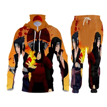 CJLM blagovne Znamke 2020 Jeseni Anime Naruto Šport Dolgo sleeved bo Ustrezala Moški Pulover Pulover Hoodie + Moške Športne Hlače, Tek