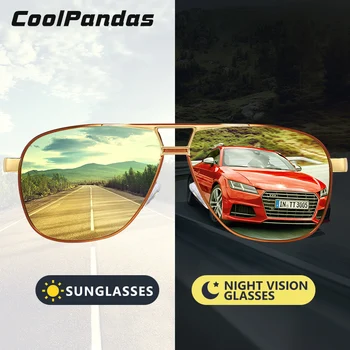 CoolPandas Unisex Aluminija, Magnezija Pilotni Polarizirana sončna Očala Moških Photochromic Dan Nočna Vožnja Očala gafas de sol hombre