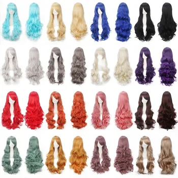 Cosplay anime lasuljo multicolor 80 23 barve universal dolge kodraste lase lolita Evropske in Ameriške ženske lasuljo