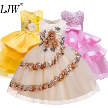 Cvet dekle oblačenja za Dekleta tutu Otroci, Oblačila, Elegent strani Organza Dekleta Obleke za Otroke Princesa Stranka Custumes 2-10 Leto