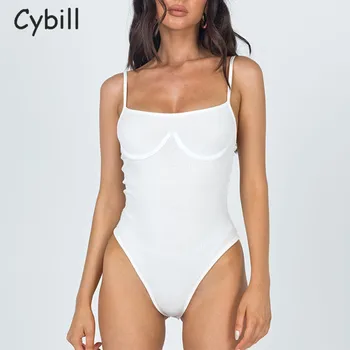 Cybill Rebrasto Pletenega Sleevless Poletna Obleka, Ženske Bele Priložnostne Bodycon Obleka Za Žensko Leta 2020 Telo Ženske