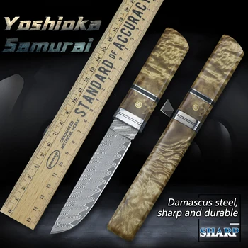 Damask jekla nož področju visoko trdoto oster taktično nož za kampiranje, lov kratek nož self-defense taktično samuraji meč