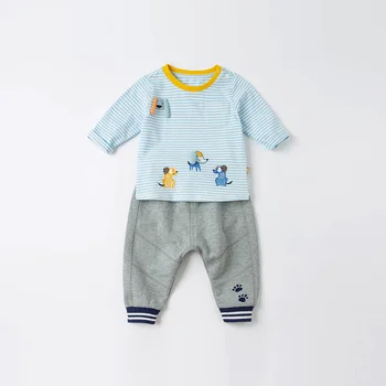 DBA16191 dave bella pomlad baby fantje moda risanka hlače otrok celotno dolžino otroci hlače za malčke malčka hlače