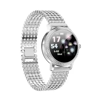 Diamond-okovan klincima Pametno Gledati 2020 Ženske Lep Jekla Ure IP68 Vodotesen Zapestnica Srčni utrip LW20 Smartwatch Darilo Za Ljubitelja