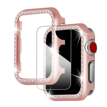 Diamond trak za apple watch pasu 5 4 44 mm 40 mm iwatch band watchband+Diamond primeru zajema in Zaščitnik Zaslon