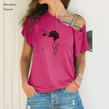 DIY Umetnosti Rose Cvet Tiskanja Ženska Majica s kratkimi rokavi za Priložnostne Harajuku T-Majice Ženske 2020 Novo Poletje Kratek Rokav Obleka Tee Vrhovi