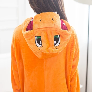 Dragon Charmander Pajama Otroci, Živali Onesie Pozimi Flanela Sleepwear Hooded Anime Kigurumi Cosplay Kostum Stranka Srčkan Fantasy