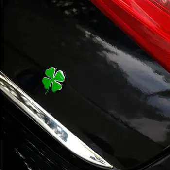 Dsycar 3D Kovinski Lucky Clover Logotip Avto Značko Emblem Nalepka +4Pcs Knurled Slog S Plastično Jedro Ventil Kape za Univerzalni Avto