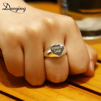 DUOYING Custom Ring Osebno Obroči Bakreni Prstan Moških Starinsko Srce po Meri Vgravirana Nakit RK55