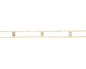 Dvojno verigo choker ogrlica z 3 kos ploščo štruce cz modne poletne ženske kratke verige ogrlice
