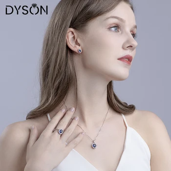 Dyson 925 Sterling Srebrni Uhani Za Ženske Klasičnih Diana Ustvarili Modra, Temno Modra Britanske Kraljeve Stud Uhani Darila Fine Nakit