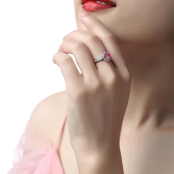 ELSIEUNEE 925 Sterling Srebro 1ct Roza Modra Lab Diamant Nakit, Poročni Prstan Posla Predlog Obroči Za Ženske na Debelo