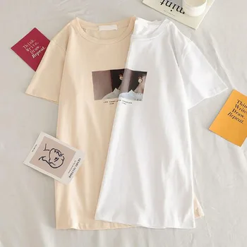 Evropski Ameriški Stil Ženske T srajce Pomlad poletje Kratek Rokav Krog Vratu T-shirt Ženske Modni T-shirt Tiskanje Femme