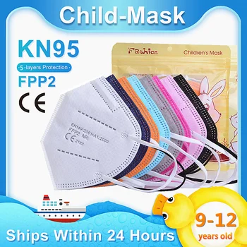 FFP2 Mascarillas Otroci KN95 Maske za enkratno uporabo 5 Plasti Zaščite Usta Maske 95% filtrirna fpp2 filter Španija ffp2mask otroci
