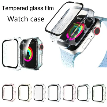 Full Screen Protector Odbijača Okvir Težko PC Ohišje Za Apple Watch 5/4/3/2/1 Kritje Kaljeno Steklo Film Za iwatch 42 44 38 40 mm