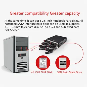 G.-6601 6 Bay Trdi Disk, Ohišje Rack Shranjevanje Podatkov za 2.5 Inch SATA SSD HDD Doma Varnostno kopiranje Računalnika Primeru Zajema