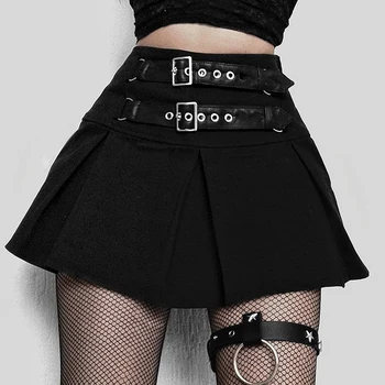 Gothic y2k Naguban Krila za Ženske Ulične Letnik Pasu Črna Mini Krila korejskem Slogu Clubwear Modno Krilo Cuteandpscho