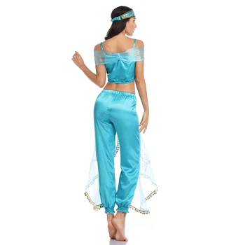 Halloween Carnival Aladdin Princesa Jasmina Oblačila Cosplay Odrasle Ženske Dekle Fancy Stranka Obleko Gor Kostum Določa 2019 Nov Slog