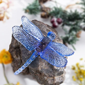 H&D Ročno Pihano Steklo Modra Dragonfly Figur Art Stekla Žival Zbirka Domov Namizni Dekor Dodatki Zbirateljske Darilo Za Otroke
