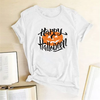 Happy Halloween Pumpkin Lantern Ptint T-majice Ženske Poletje Grafični Tees Estetska Oblačila, Majice za Ženske Priložnostne Vrh Femme