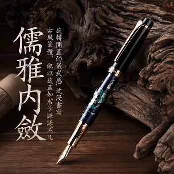 HongDian Kovinski Nalivno Pero Strani-Oblikovanje Zelene Rože Iridium EF/F/Ukrivljena Konica Črnilo, Pero, Odličen za Pisanje Darilo Pero za Podjetja