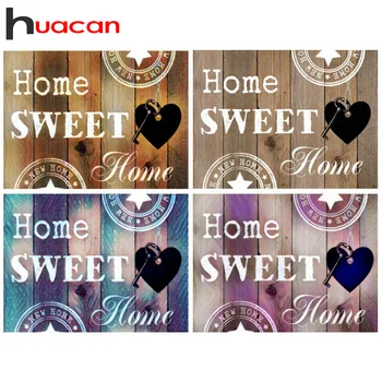 Huacan 5d Diamond Slikarstvo Home Sweet Ročno izdelan Darilni Mozaik Celotno Prikazno Sliko Okrasnih Srce Diamantno Art
