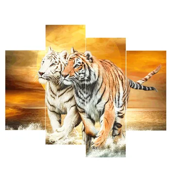 HUACAN Diamond Vezenje Prodaja Živali 4pcs Diamond Slikarstvo Tiger Celoten Kvadratni Slike Nosorogovo Mozaik Multi-sliko