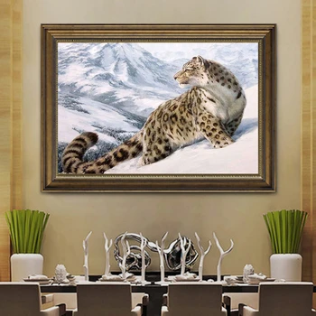 Huacan Diy Diamond Slikarstvo Leopard Vezenje Navzkrižno Šiv Živali Doma Dekor Mozaik Sneg Diamantno Art