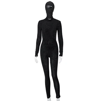 Hugcitar 2020 Long Sleeve Solid Backless Bleščica Suh Jumpsuit Jeseni, Pozimi Ženske Modni Seksi Ulične Priložnostne Romper
