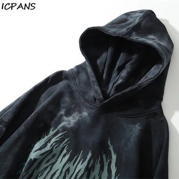 ICPANS Uničeno Raztrgala Hooded Majica s Kapuco Moških Hip Hop Ulične Punk Rock Hipster Vrhovi Moški Modni Pulover Hoodie