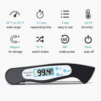 Instant Branje Digitalnih Hrane Termometer z Magnetom Upogljivi Sonda BBQ Grill Kuhinja Orodje QJ888
