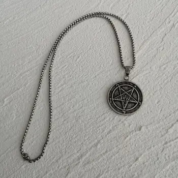 Iz Nerjavečega Jekla Razvrstan Slog Satanic Lucifer Pentagram Baphomet Amulet Kozje Satan Wiccan Satanizem, Ogrlico, Obesek, Nakit
