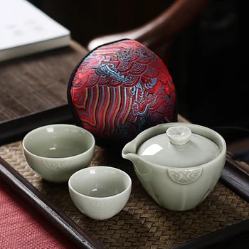 Japonski keramično skodelico čaja Potovanja Vključujejo 1 Lonec 2 Pokal, Visoka kakovost, elegantna gaiwan,Lepa enostavno čajnik grelnik vode,kung fu teaset