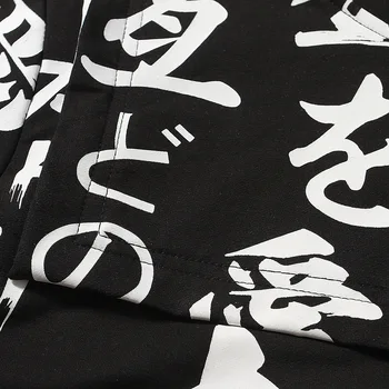 Japonskih Kandži Harajuku Kitajski Slog Hoodies Hip Hop Natisniti Pismo Moških Moletom Zadrgo Moški pulover s kapuco Majica Hoody HT9YY1#
