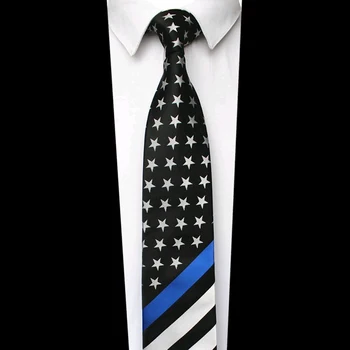 JEMYGINS Original Svile Thin Blue Line Črtasto Kravato Ameriško Zastavo Star ZDA Policija Mens Kravatni Vrhunske Kakovosti, Kravato