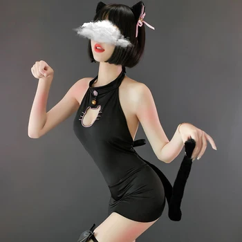 JIMIKO seksi mačka tesen dekle obleko povodcem miniskirt erotično skušnjavi, cosplay slutty kostume mačka ženska vroče perilo Erotično Obleko
